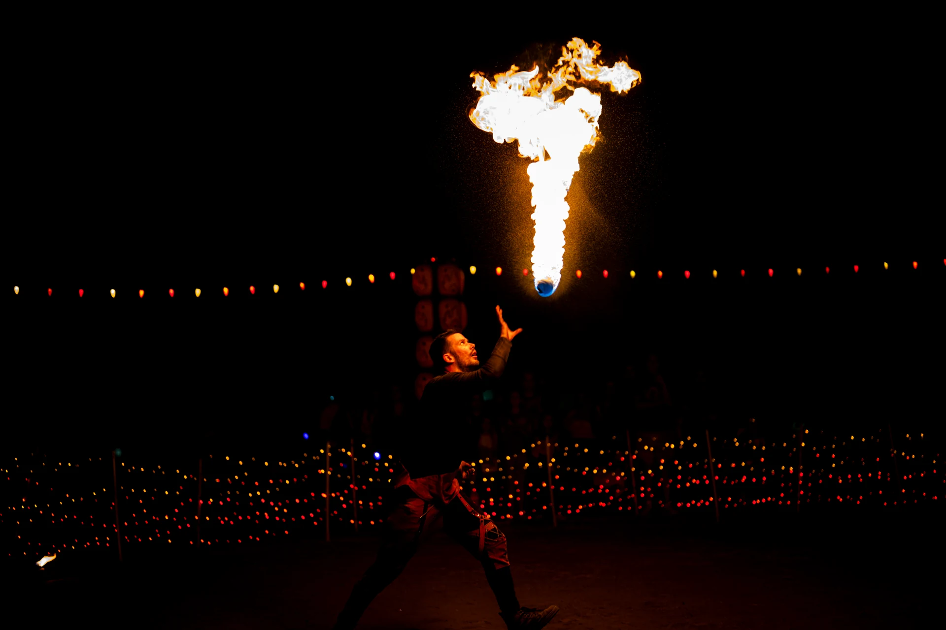 Fire performer at the Pumpkin Village fire show