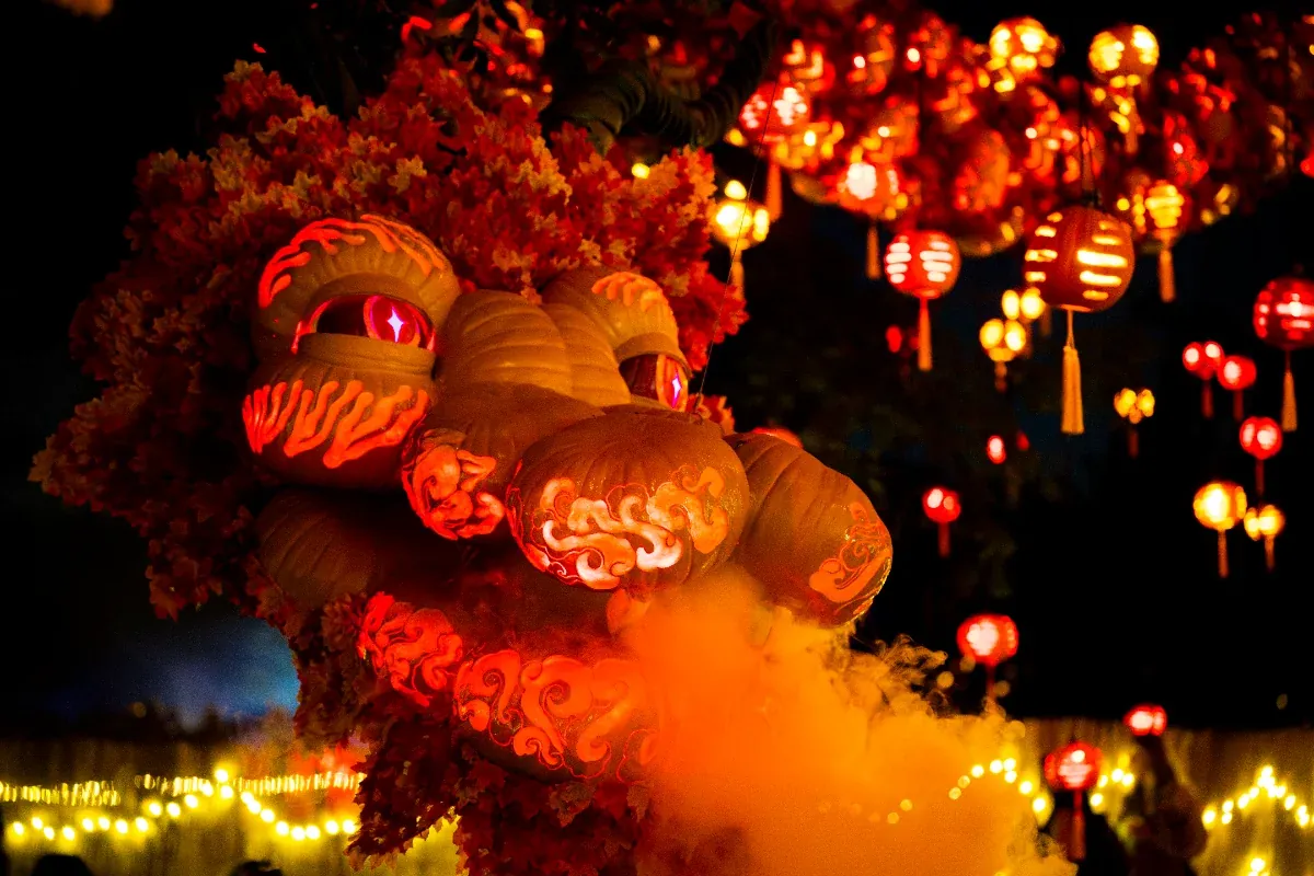 Forbidden City — 40-ft fire-breathing dragon (landscape)